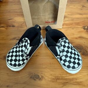 Vans Slip on V Crib Checkered Slip-On Sneakers - Black and White